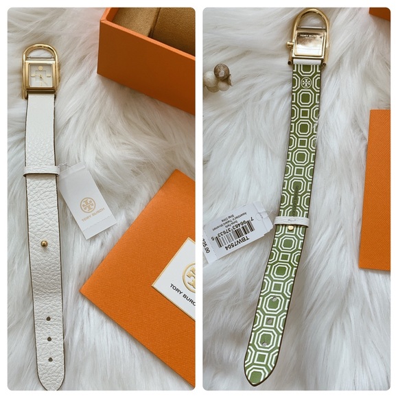 Tory Burch THAYER WATCH, GREEN LEATHER/GOLD-TONE - Picture 6 of 8